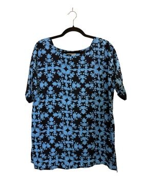Noa Noa Women’s Vintage Relaxed Blue Black Tribal Short Sleeve Tunic Sz S